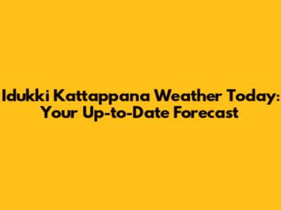 Idukki Kattappana Weather Today: Your Up-to-Date Forecast