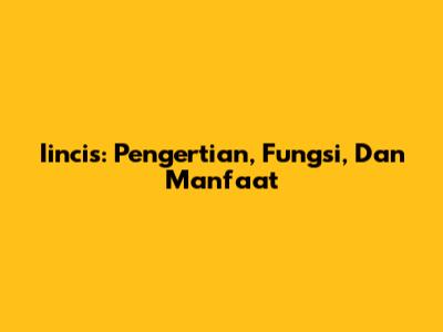 Iincis: Pengertian, Fungsi, Dan Manfaat