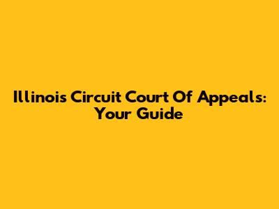 Illinois Circuit Court Of Appeals: Your Guide