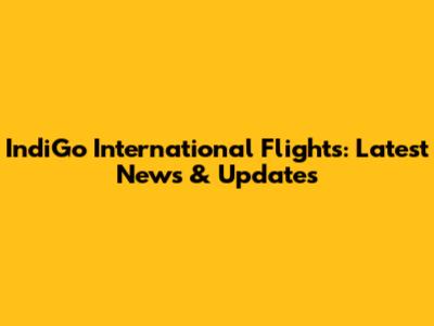 IndiGo International Flights: Latest News & Updates