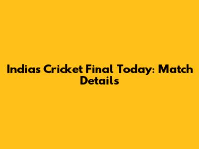 India's Cricket Final Today: Match Details