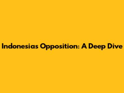 Indonesia's Opposition: A Deep Dive