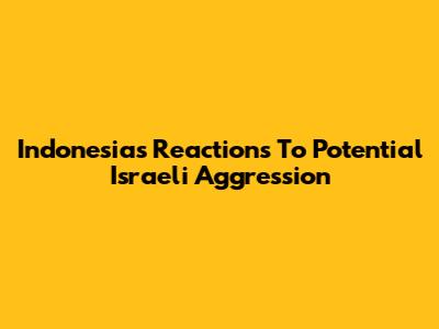 Indonesia's Reactions To Potential Israeli Aggression