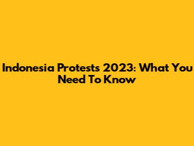 Indonesia Protests 2023: What You Need To Know