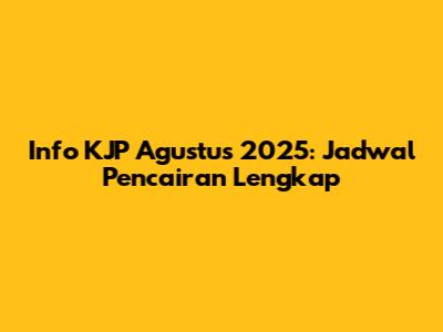 Info KJP Agustus 2025: Jadwal Pencairan Lengkap