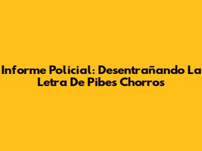 Informe Policial: Desentrañando La Letra De Pibes Chorros