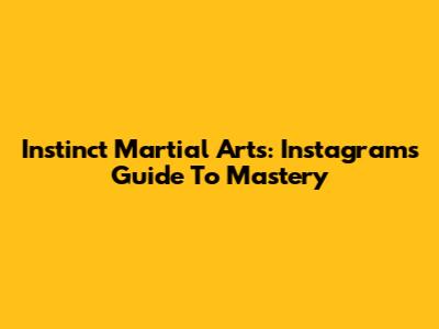 Instinct Martial Arts: Instagram's Guide To Mastery