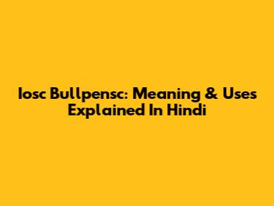 Iosc Bullpensc: Meaning & Uses Explained In Hindi