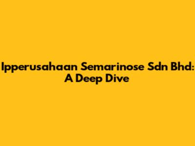 Ipperusahaan Semarinose Sdn Bhd: A Deep Dive