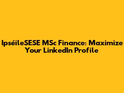 IpséileSESE MSc Finance: Maximize Your LinkedIn Profile