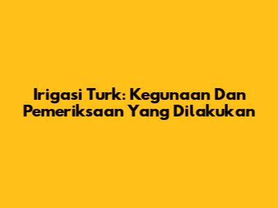 Irigasi Turk: Kegunaan Dan Pemeriksaan Yang Dilakukan