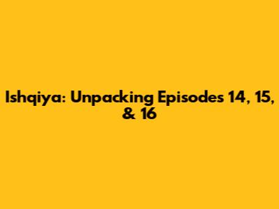 Ishqiya: Unpacking Episodes 14, 15, & 16