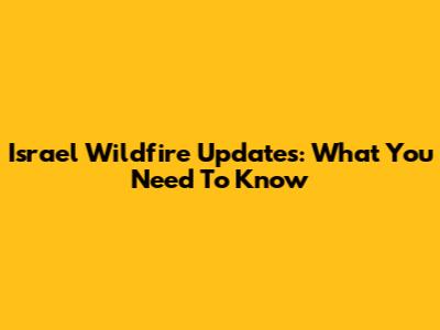 Israel Wildfire Updates: What You Need To Know