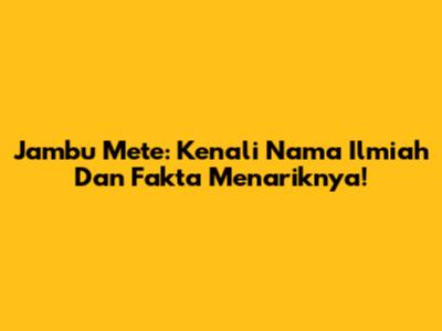 Jambu Mete: Kenali Nama Ilmiah Dan Fakta Menariknya!