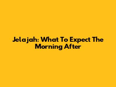 Jelajah: What To Expect The Morning After