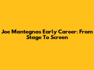 Joe Mantegna's Early Career: From Stage To Screen