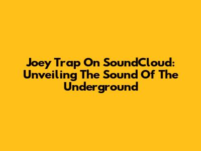 Joey Trap On SoundCloud: Unveiling The Sound Of The Underground