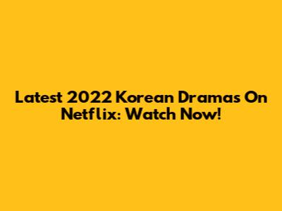 Latest 2022 Korean Dramas On Netflix: Watch Now!