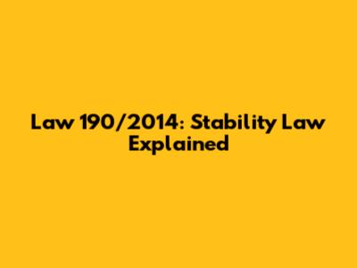 Law 190/2014: Stability Law Explained