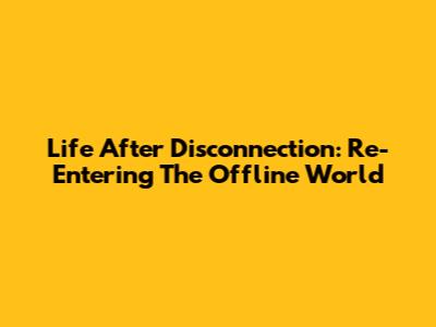 Life After Disconnection: Re-Entering The Offline World