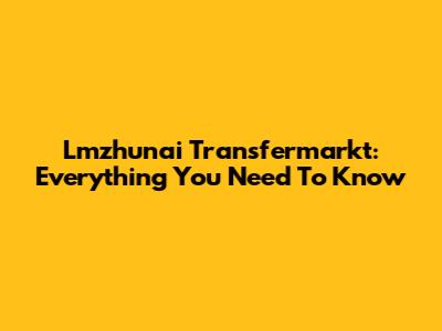 Lmzhunai Transfermarkt: Everything You Need To Know