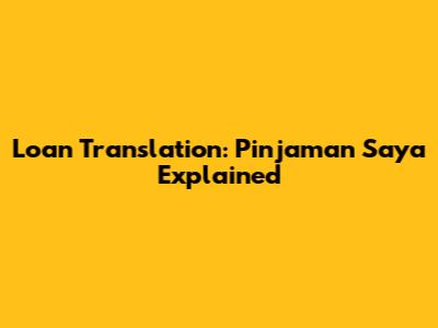 Loan Translation: 'Pinjaman Saya' Explained
