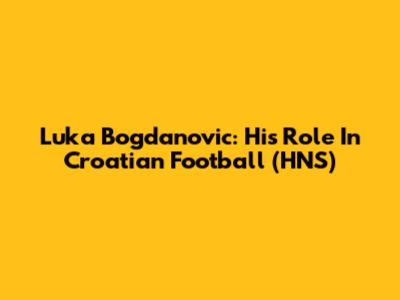 Luka Bogdanovic: His Role In Croatian Football (HNS)