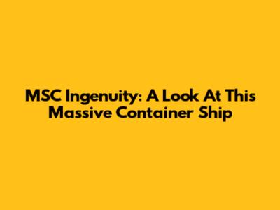 MSC Ingenuity: A Look At This Massive Container Ship