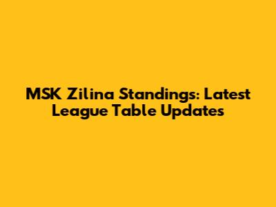 MSK Zilina Standings: Latest League Table Updates