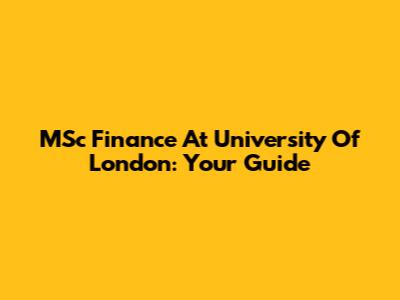 MSc Finance At University Of London: Your Guide