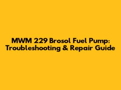 MWM 229 Brosol Fuel Pump: Troubleshooting & Repair Guide