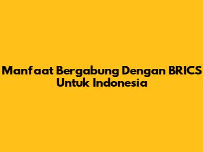 Manfaat Bergabung Dengan BRICS Untuk Indonesia