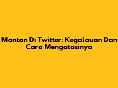 Mantan Di Twitter: Kegalauan Dan Cara Mengatasinya