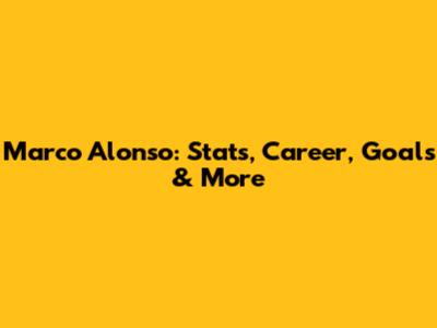 Marco Alonso: Stats, Career, Goals & More