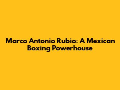 Marco Antonio Rubio: A Mexican Boxing Powerhouse
