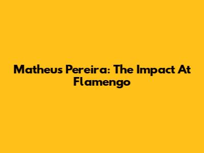 Matheus Pereira: The Impact At Flamengo