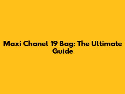 Maxi Chanel 19 Bag: The Ultimate Guide