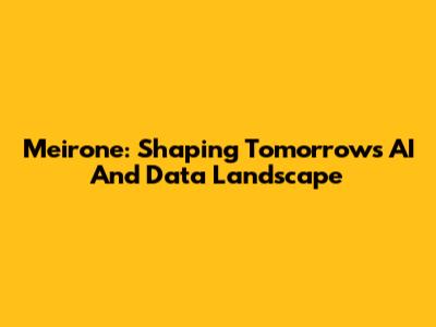 Meirone: Shaping Tomorrow's AI And Data Landscape