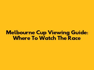 Melbourne Cup Viewing Guide: Where To Watch The Race