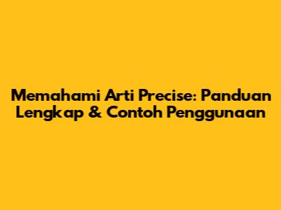 Memahami Arti Precise: Panduan Lengkap & Contoh Penggunaan