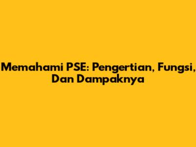 Memahami PSE: Pengertian, Fungsi, Dan Dampaknya