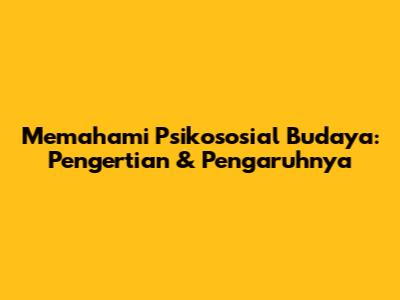Memahami Psikososial Budaya: Pengertian & Pengaruhnya