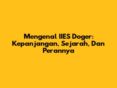 Mengenal IIES Doger: Kepanjangan, Sejarah, Dan Perannya
