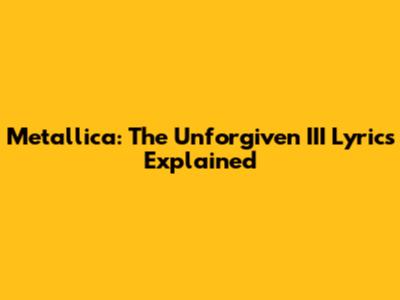Metallica: The Unforgiven III Lyrics Explained