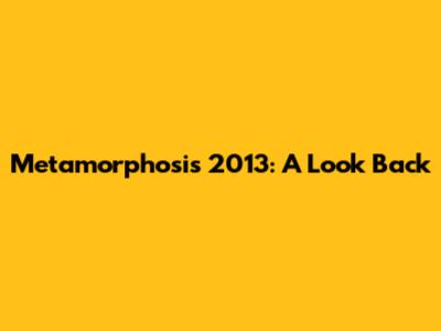 Metamorphosis 2013: A Look Back