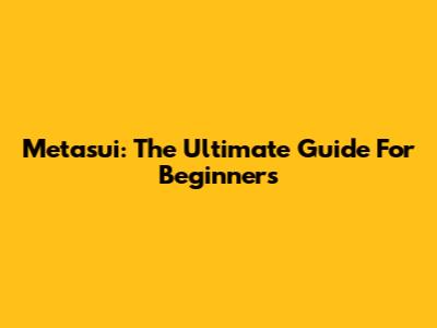Metasui: The Ultimate Guide For Beginners