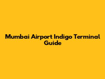 Mumbai Airport Indigo Terminal Guide