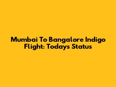 Mumbai To Bangalore Indigo Flight: Today's Status