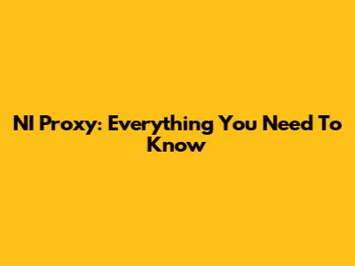 NI Proxy: Everything You Need To Know