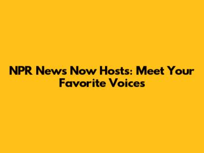 NPR News Now Hosts: Meet Your Favorite Voices